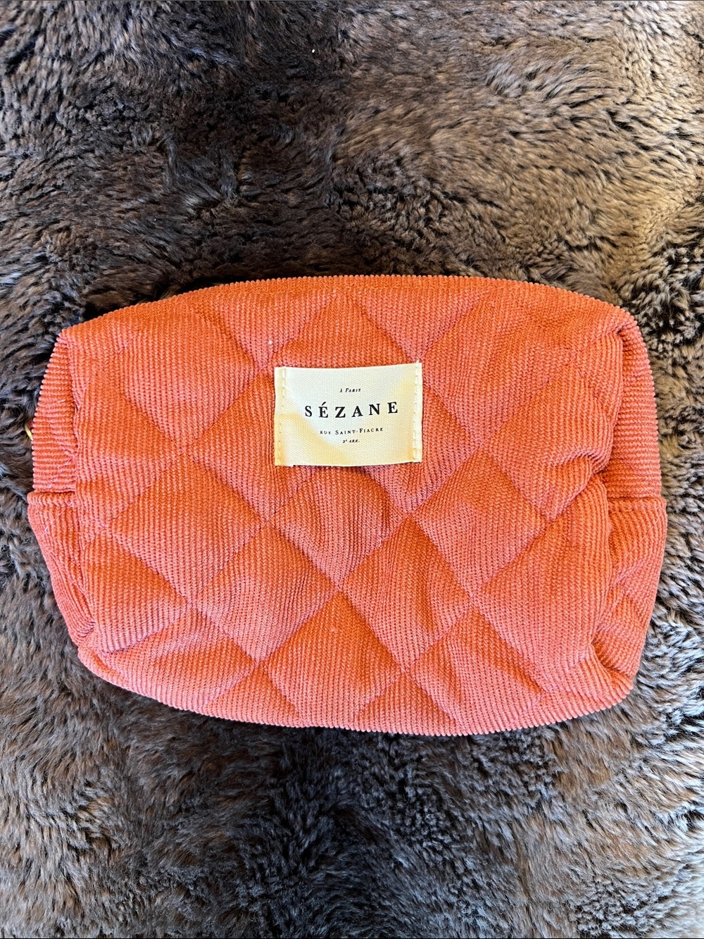 Sezane Coral & patchwork pouch